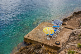 Apartmány Vlaho I - terasa s krásným výhledem na zátoku, jižní zátoky, ostrov Hvar, Chorvatsko