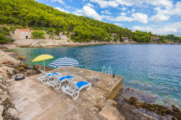 Apartmány Vlaho I - terasa s krásným výhledem na zátoku, jižní zátoky, ostrov Hvar, Chorvatsko