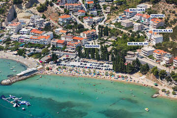 Apartmány Bili - letecký pohled, Omiš-Duće, Chorvatsko