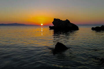 Živogošće - Mala Duba - západ slunce, Makarská riviéra, Chorvatsko