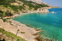 Pag-Bošana - pláže, ostrov Pag, Chorvatsko