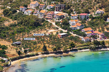 Mobilhome Klanac M1, M2 - letecký pohled, Tkon, ostrov Pašman, Chorvatsko