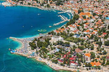 Pláže Selce - letecký pohled, Crikvenická riviéra, Chorvatsko