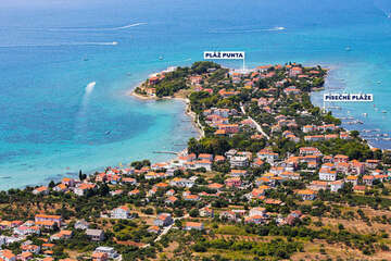 Sukošan - letecký pohled, Zadarská riviéra, Chorvatsko