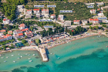 Apartmány Mali Luka - letecký pohled, Omiš-Duće, Chorvatsko