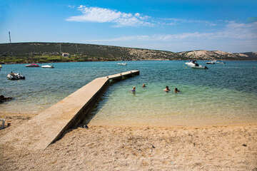 Apartmány Mima - nejbližší písčitooblázková pláž, Stara Novalja, ostrov Pag, Chorvatsko