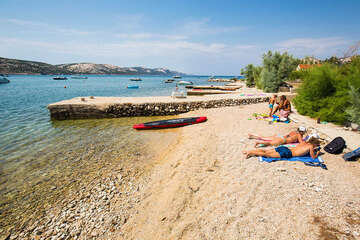 Apartmány Mima - nejbližší písčitooblázková pláž, Stara Novalja, ostrov Pag, Chorvatsko