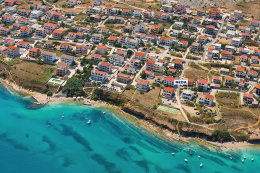 Apartmány Neda - letecký pohled, Pag-Vodice, ostrov Pag, Chorvatsko