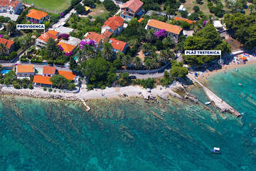 Orebič - apartmány, letecký pohled, poloostrov Pelješac, Chorvatsko