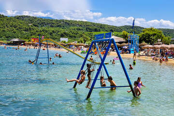 Stará Novalja - písečná pláž Planjka, ostrov Pag, Chorvatsko