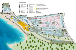 Mobilhome Tropical (označeny červeně) - mapa kempu, Selce, Crikvenická riviéra, Chorvatsko