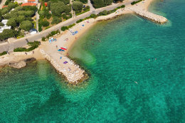 Apartmány Aranka - letecký pohled, Mandre, ostrov Pag, Chorvatsko