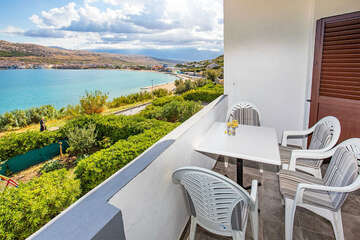 Apartmány Bepo - výhled z terasy apartmánu A3, město Pag, ostrov Pag, Chorvatsko