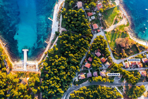 Apartmány Zelenika - letecký pohled, Pula, Istrie, Chorvatsko