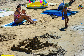 Potočnica - písečná pláž pod domem Odorčić, ostrov Pag, Chorvatsko