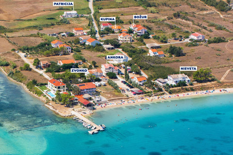 Apartmány Ankora - letecký pohled, Vlašići, ostrov Pag, Chorvatsko