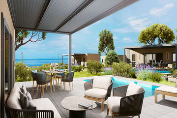 Mobilhome Avalona - příklad mobilhomu typu "C" - Luxusní mobilhome s bazénem pro 4–6 osob, Aminess Camping Resort, Povljana, ostrov Pag, Chorvatsko