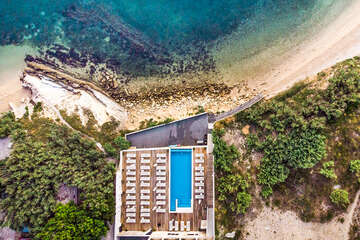 Hotel Plaža - letecký pohled, město Pag, ostrov Pag, Chorvatsko