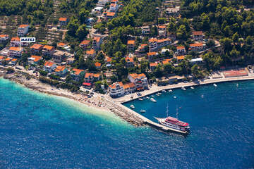 Apartmány Matej - letecký pohled, Prigradica, ostrov Korčula, Chorvatsko