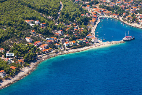 Prigradica - letecký pohled, ostrov Korčula, Chorvatsko