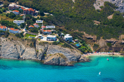 Apartmány Jakić - letecký pohled, Pag-Bošana, ostrov Pag, Chorvatsko