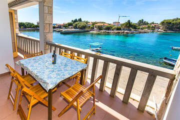 Apartmány Ankica - výhled z terasy apartmánu A4, Prižba, ostrov Korčula, Chorvatsko