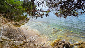 Poreč - pláž Kupalište, Istrie, Chorvatsko