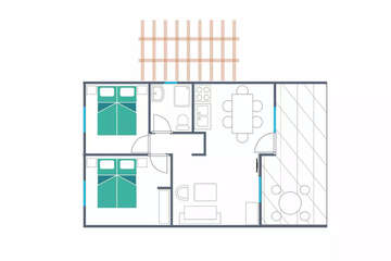 Půdorys - apartmán Holiday Home Belvedere pro 4–6 osob, Resort BiVillage, Fažana, Istrie, Chorvatsko