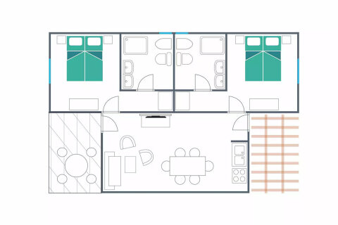 Půdorys - apartmán Holiday Home Comfort pro 4–6 osob, Resort BiVillage, Fažana, Istrie, Chorvatsko