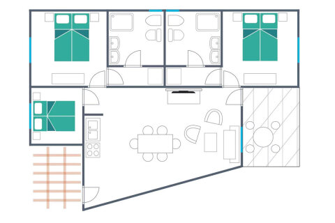 Půdorys - apartmán Holiday Home Comfort Plus pro 6–8 osob, Resort BiVillage, Fažana, Istrie, Chorvatsko