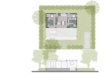 Půdorys - mobilhome Lodge Prestige Relax pro 4–5 osob, Resort BiVillage, Fažana, Istrie, Chorvatsko