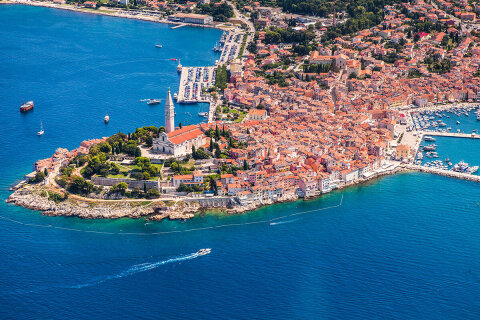 Rovinj - letecký pohled, Istrie, Chorvatsko