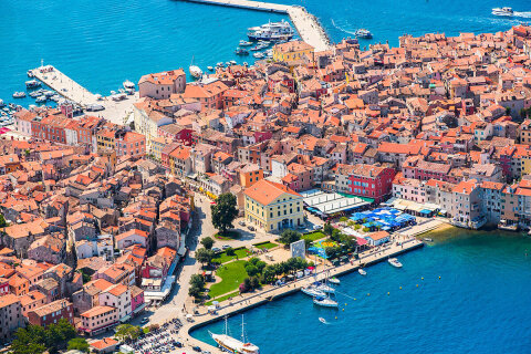 Rovinj - letecký pohled, Istrie, Chorvatsko