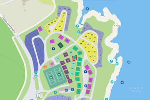 Umístění mobilhomů Mediterranean Premium v kempu (č. 41) - Mobilhome Tiha, Šilo, ostrov Krk, Chorvatsko