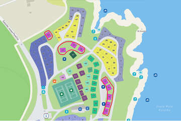 Umístění mobilhomů Luxury Sea View v kempu (č. 33–40 a 62) - Mobilhome Tiha, Šilo, ostrov Krk, Chorvatsko