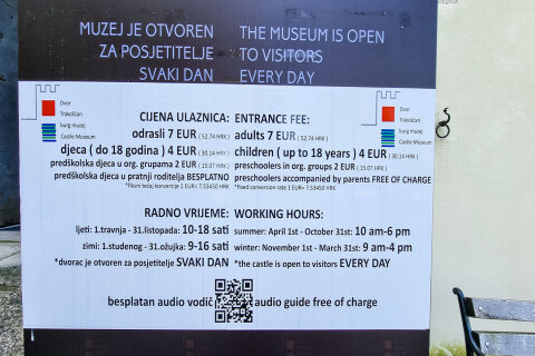 Hrad Trakošćan - vstupné roku 2023, Chorvatsko