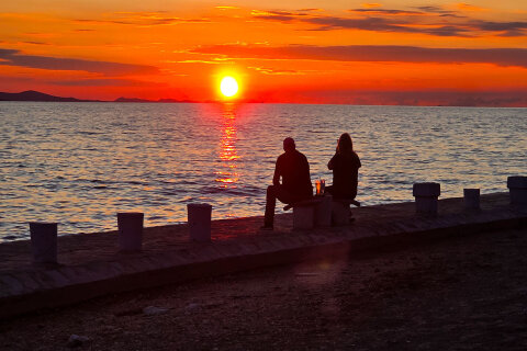 Západ slunce v Zadaru, Chorvatsko