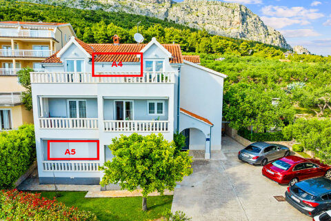 Apartmány Bili - rozmístění apartmánů v domě, Duće, Omišská riviéra, Chorvatsko