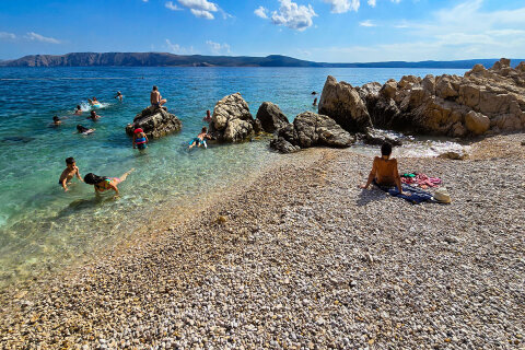 Novi Vinodolski - oblázková pláž 290 m od domu Molly, Crikvenická riviéra, Chorvatsko