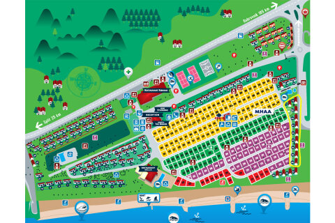 Umístění v kempu - typ MHAA - Mobilhome Adria Superior 4+1 Whirpool A zona pro 4–5 osob, Almissa Resort, Omiš, Chorvatsko