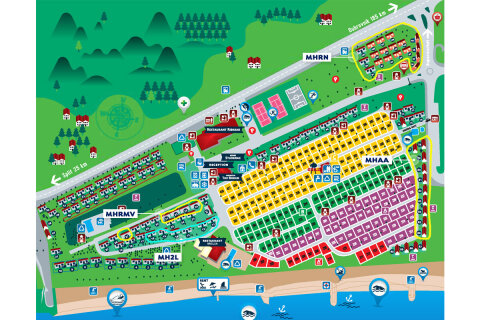 Umístění v kempu MHRN - Mobilhome Relax 4+2 Nord pro 4–6 osob, Almissa Resort, Omiš, Chorvatsko