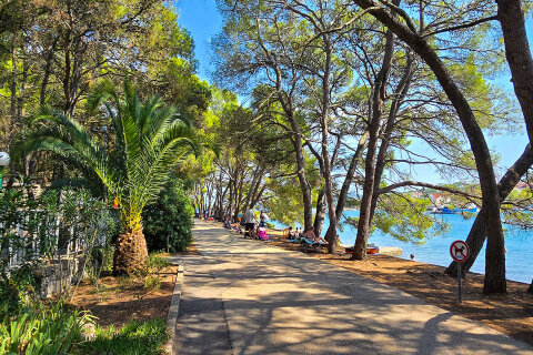 Resort Zelena Punta - promenáda, Kukljica, ostrov Ugljan, Chorvatsko