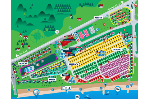 Umístění v kempu MHFW - Mobilhome Family 6+2 C zona Whirpool pro 6–8 osob, Almissa Resort, Omiš, Chorvatsko