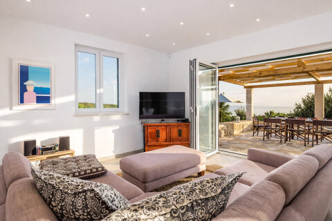 Prázdninový dům Mila - obývák, ostrov Pag, Chorvatsko