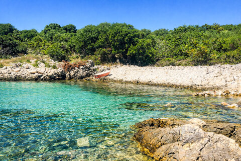 Prázdninový dům Mila - divoká pláž Lakirka v sousední zátoce, ostrov Pag, Chorvatsko