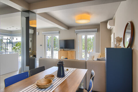 Prázdninový dům Lunjsko - jídelna a obývák, Stara Novalja, ostrov Pag, Chorvatsko