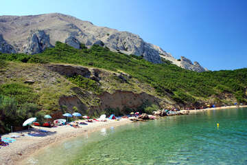 Pag-Bošana - pláže, ostrov Pag, Chorvatsko