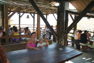 Restaurace u pláže Ručica, ostrov Pag, Chorvatsko