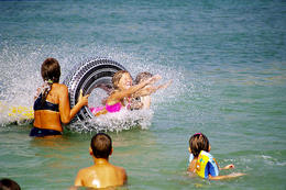 Písečná pláž Planjka, Stará Novalja, ostrov Pag, Chorvatsko